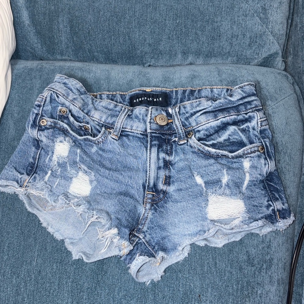Aeropostale Women's Distressed Blue Jean Shorts